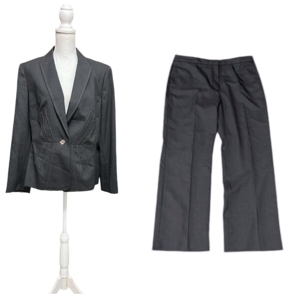 Kasper NWT 2 piece suit Blazer and Pant charcoal gray sz 14 Regal Beauty Rtl 240
